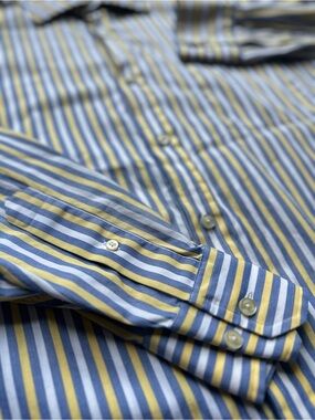 LINCS by David Chu Casual Button-Up Shirt XL 100% Cotton Made in Hong Kong